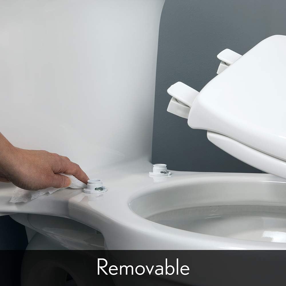 Bio Bidet by Bemis SlimEdge 2-Pack of Freshwater Attachments, White, Non-Electric & BEMIS 500EC 390 Toilet Seat with Easy Clean & Change Hinges, 1 Pack Round, Cotton White