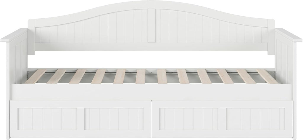 AFI, Nantucket Twin Size Wood Daybed Frame with 2 Storage Drawers, White