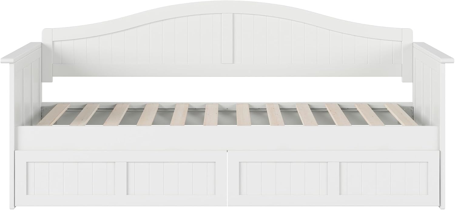 AFI, Nantucket Twin Size Wood Daybed Frame with 2 Storage Drawers, White