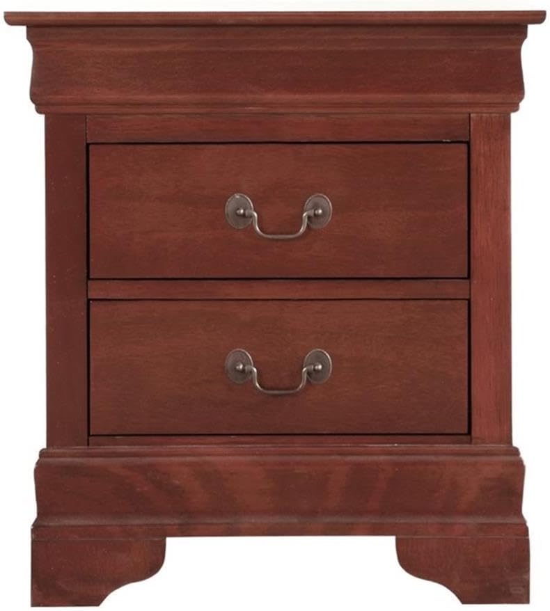 Pemberly Row Set of 2 Twin Sleigh Bed and 2-Drawer Nightstand in Cherry