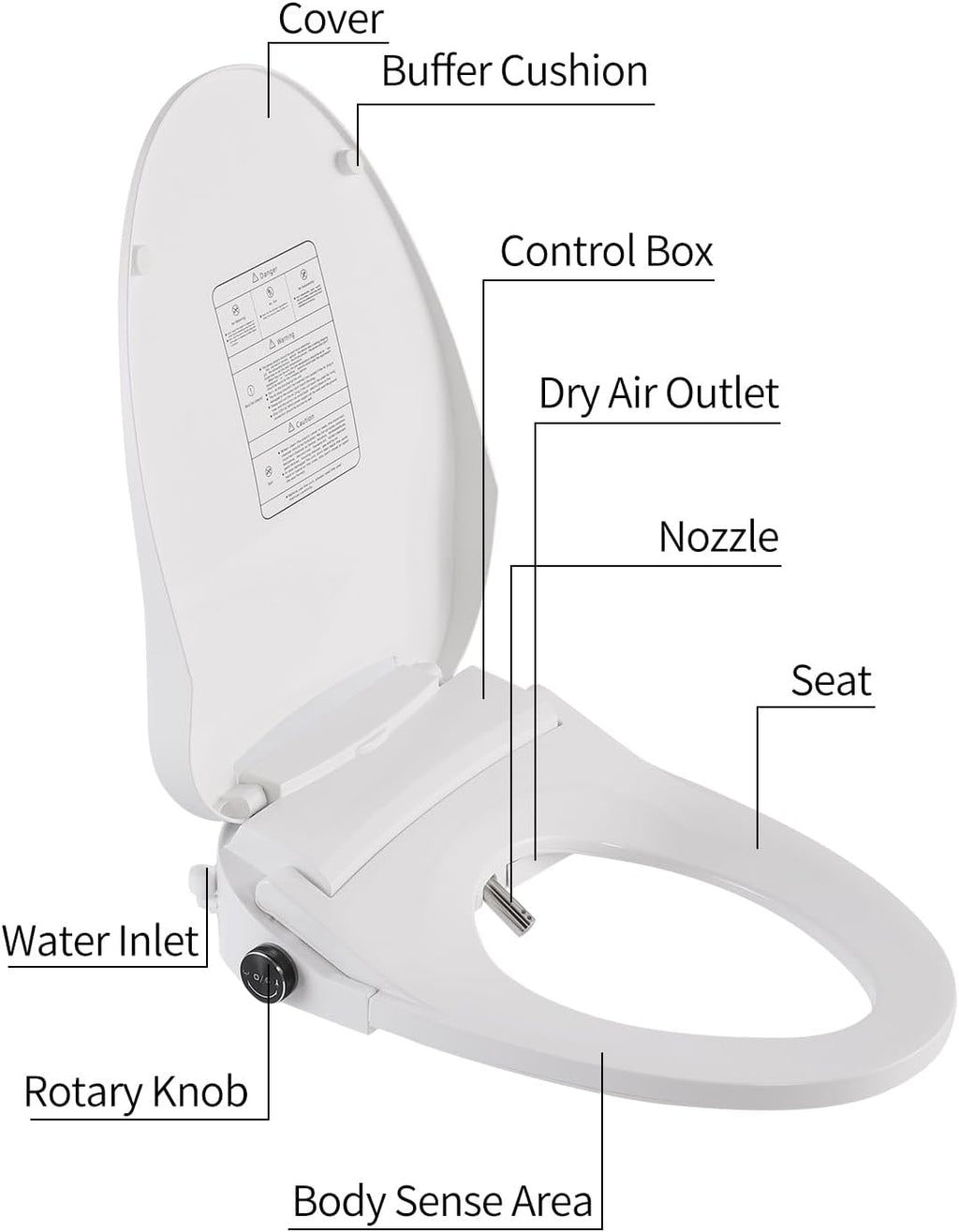 Bidet Toilet Seat,Smart Toilet Seat with Remote Control,Electric Heated Seat,Warm Water Washing,Warm Air Dryer and Multiple Spray Modes for Women Men