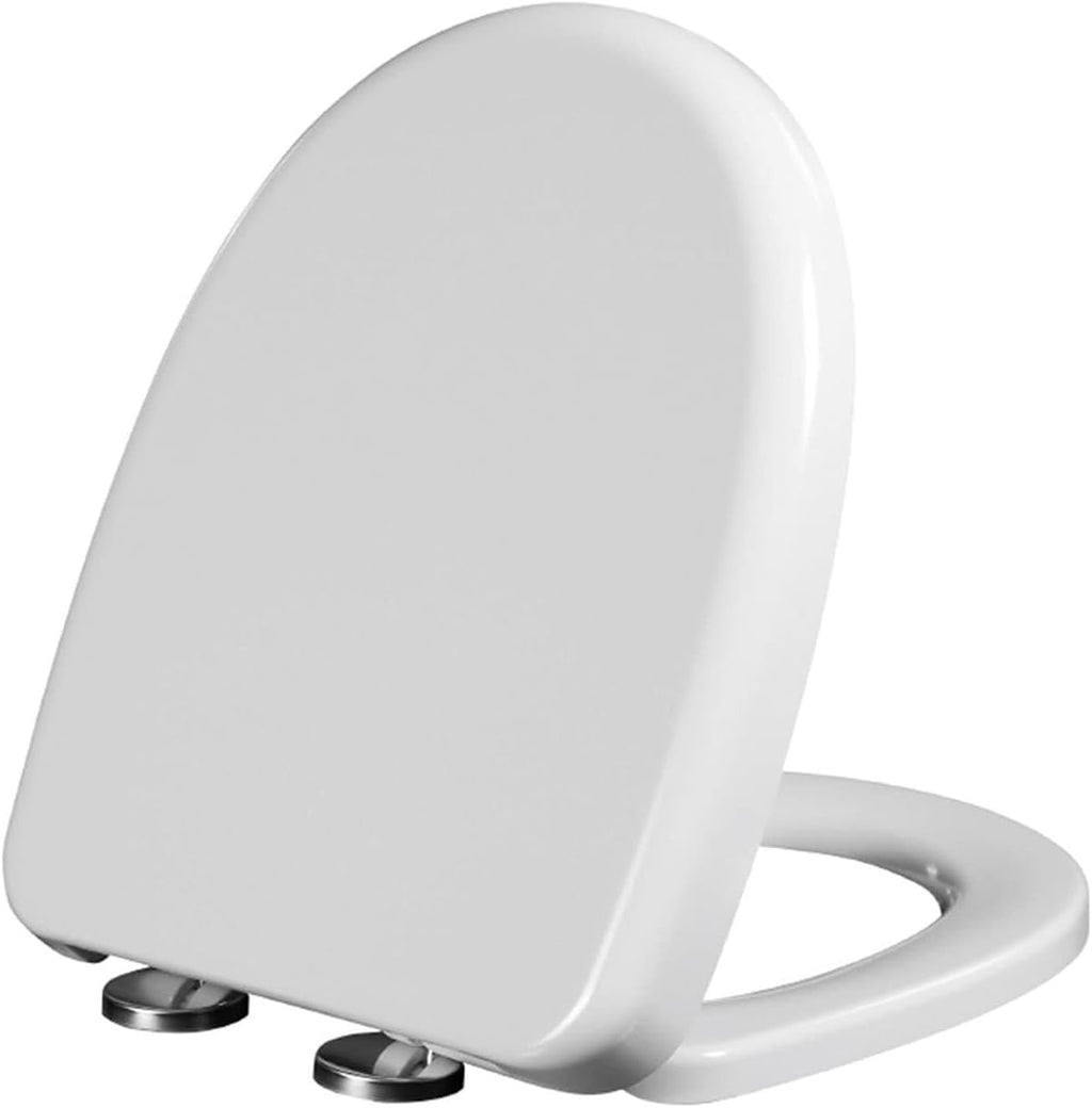 Wttfc Soft Close Toilet Seat,Bidet Toilet Seat,Simple Top Fixing for Easy Clean,D Shape, Standard Toilet Seats White with Adjustable Hinges,Toulet Seat,06