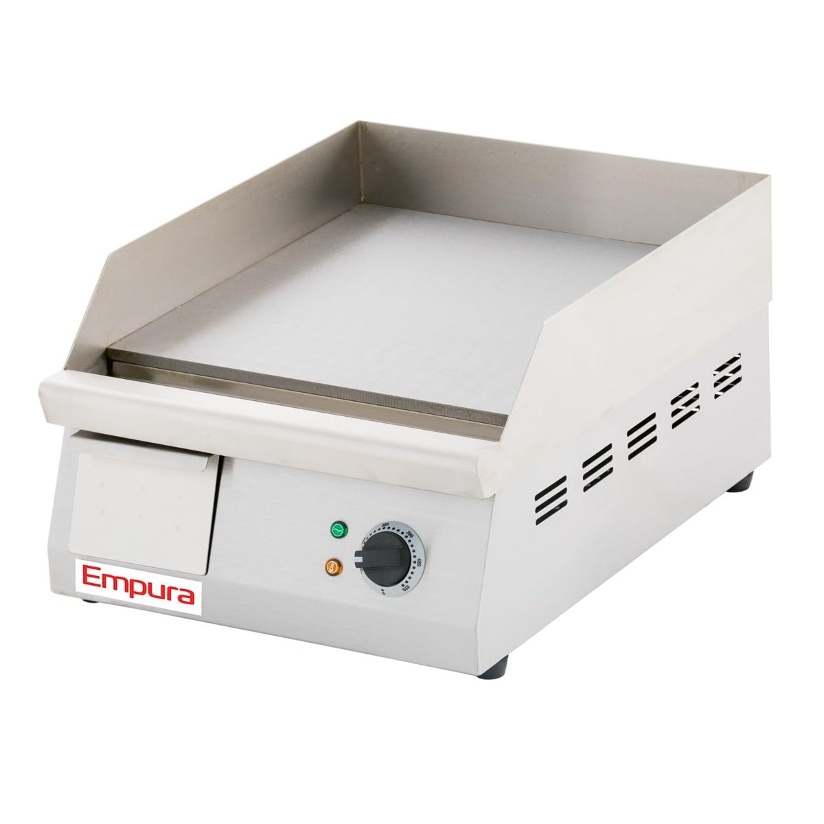 EMPURA 16' Commercial Electric Countertop Flat Top Griddle for Diner Restaurant Food Truck | 3/8' Thick Plate, Grease Pan, 3' Backsplash | 15.5' x 16' Cooking Surface, Stainless Steel, 120V, 1750W