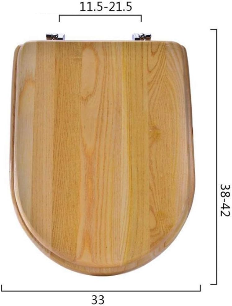 Solid Wood Toilet Seat Round with Adjustable Hinges Home Bathroom Accessory Decor Color