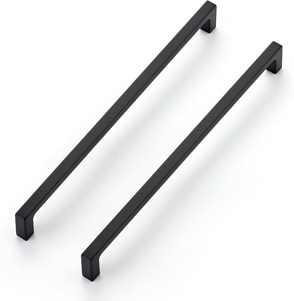 Ravinte 30 Pack 10-inch Hole Centers Matte Black Cabinet Pulls - Solid Zinc Alloy Square Bar Handles for Kitchen Cabinets & Drawers