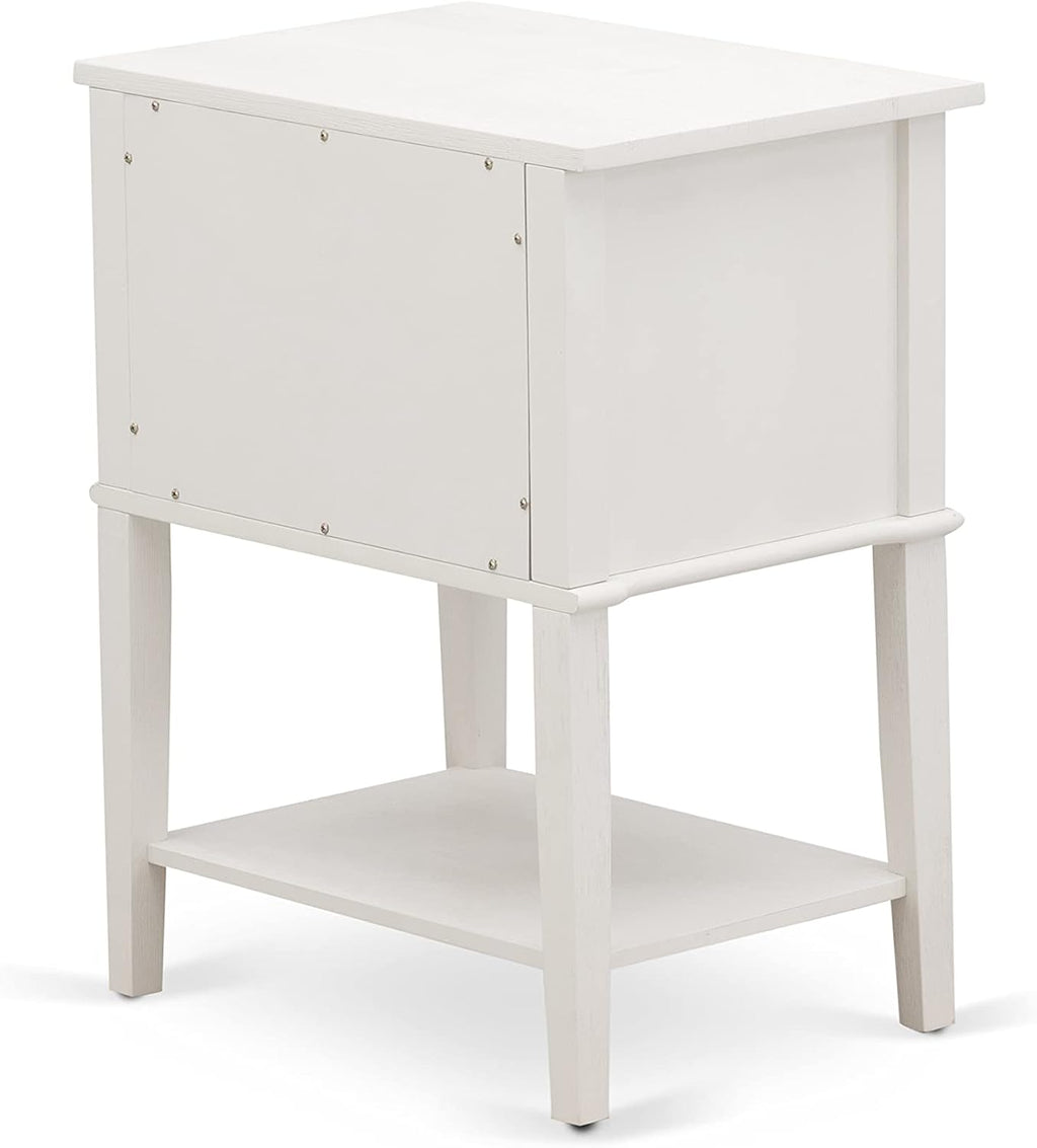 East West Furniture FN08F-1VL0C 2-Piece Platform Full Size Bed Set with 1 Full Bed and an End Table for bedroom - Reliable and Durable Construction - Mist Beige Linen Fabric