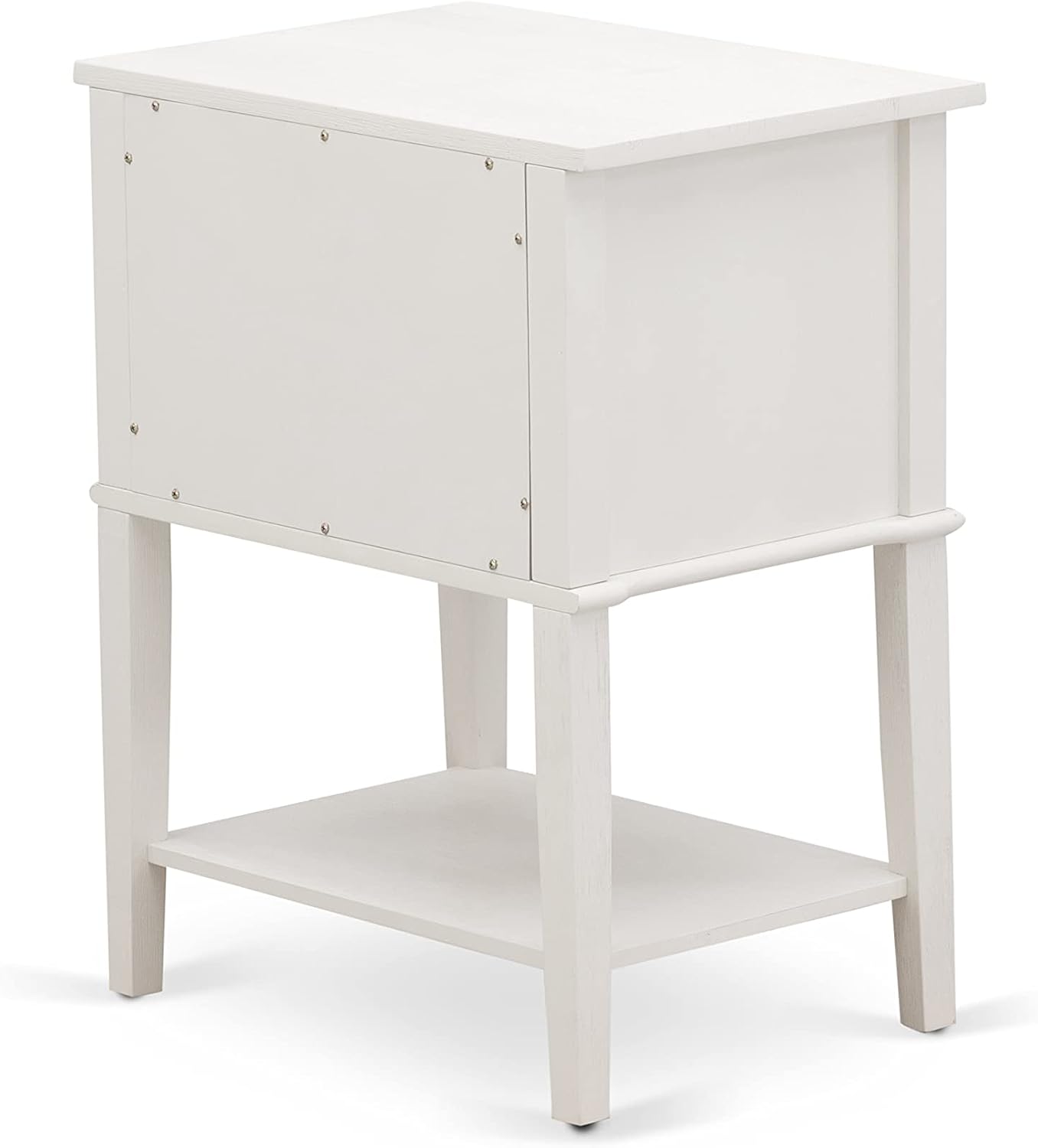 East West Furniture FN08F-1VL0C 2-Piece Platform Full Size Bed Set with 1 Full Bed and an End Table for bedroom - Reliable and Durable Construction - Mist Beige Linen Fabric