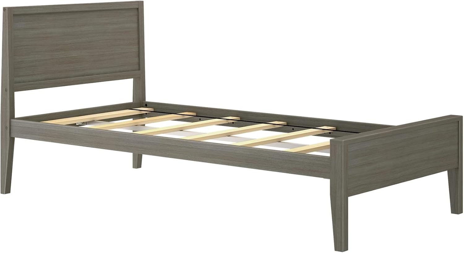 Max & Lily Twin Bed, Solid Wood Twin Bed Frame with Panel Headboard, Kids Twin Bed with Wood Slat Support, No Box Spring Needed, Clay