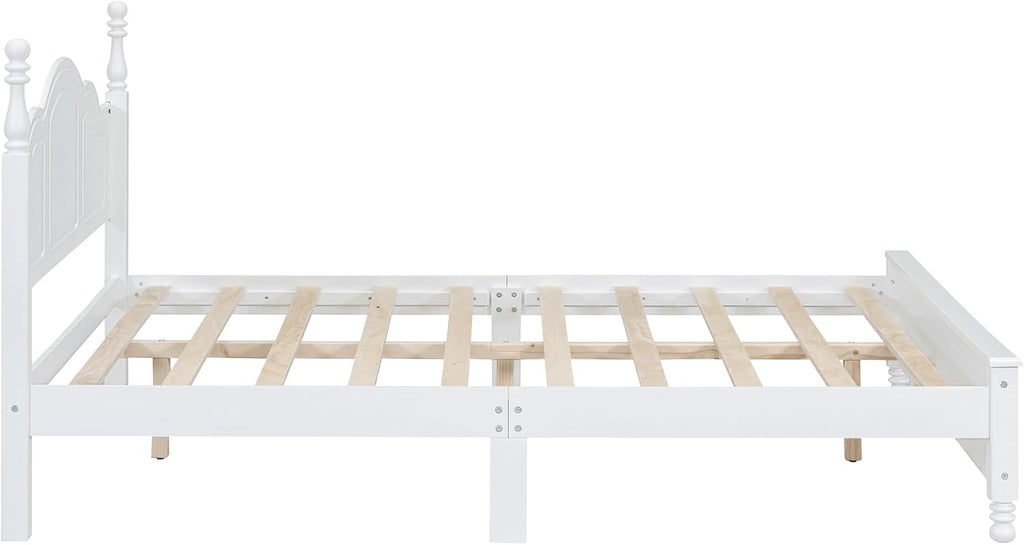 Flieks 3-Pieces Bedroom Sets,Queen Size Wood Platform Bed Frame for Boys Girls Kids Adults Toddler and Two Nightstands-White