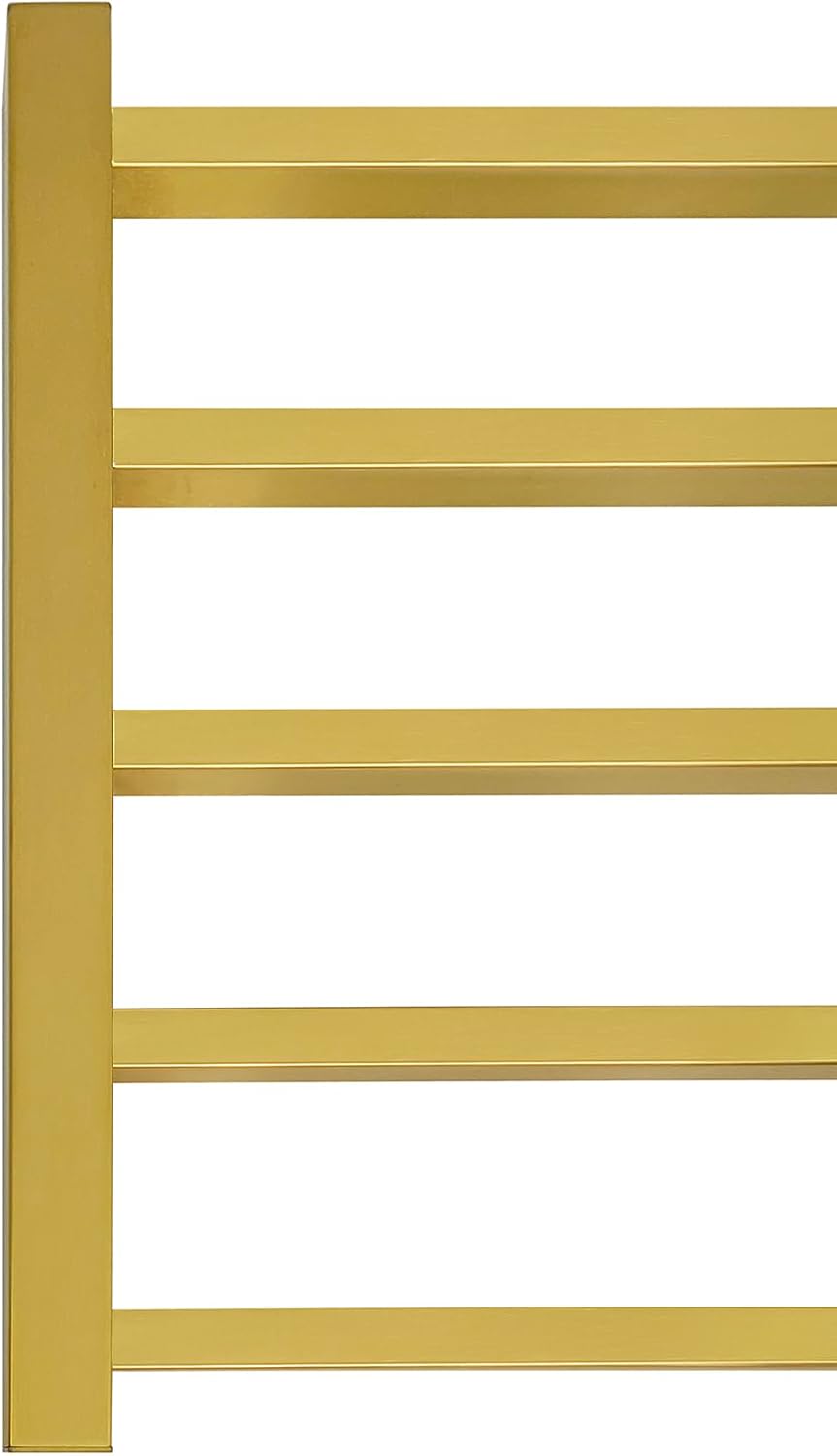 5 Bars Luxury Towel Warmers Wall Mounted Heated Towel Rack, Towel Warmer for Bathroom with Timer & Temperature Multi-Level Adjustable, Hardwired and Plug-in Compatible (Brushed Gold)