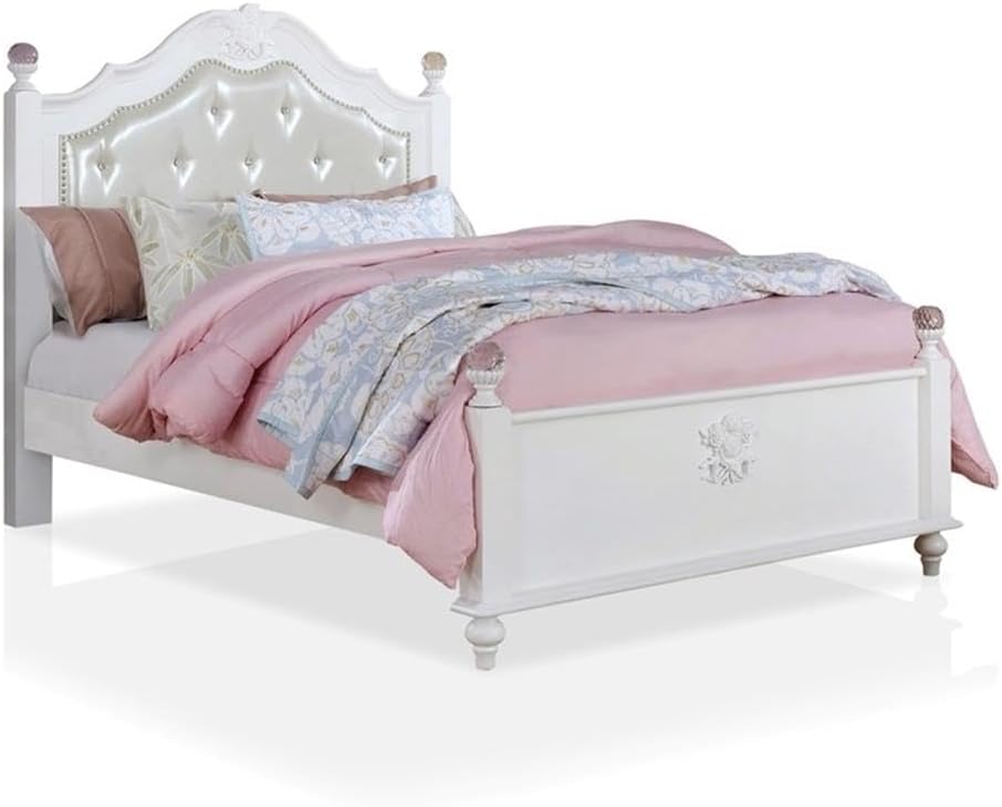 Furniture of America Mondu 3-Piece White Wood Bedroom Set - Twin + 2 Nightstands