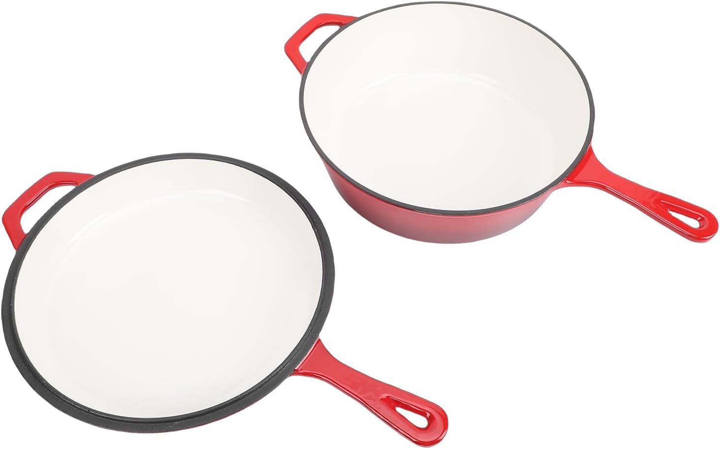AYNEFY Sturdy Braiser Covered Pot Cast Iron Skillet Premium Frying Pan Multifunctional Large Capacity Cooker 2 in 1 Round Durable Nonstick Cookware for Grilling Searing Baking More