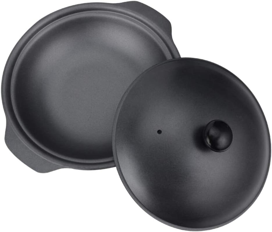 Cast Iron Casserole Non-Stick Pot Braiser Pan with Cover,Black, M2, as described/118 (Color : S1)