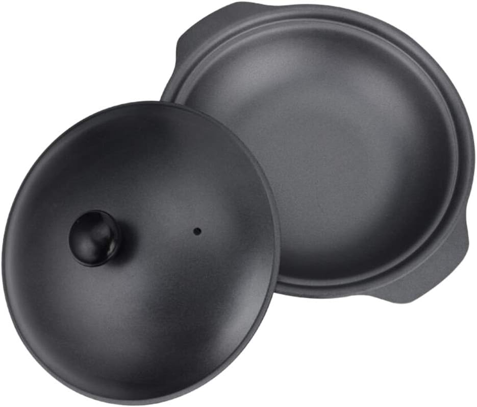 Cast Iron Casserole Non-Stick Pot Braiser Pan with Cover,Black, M2, as described/118 (Color : S2)