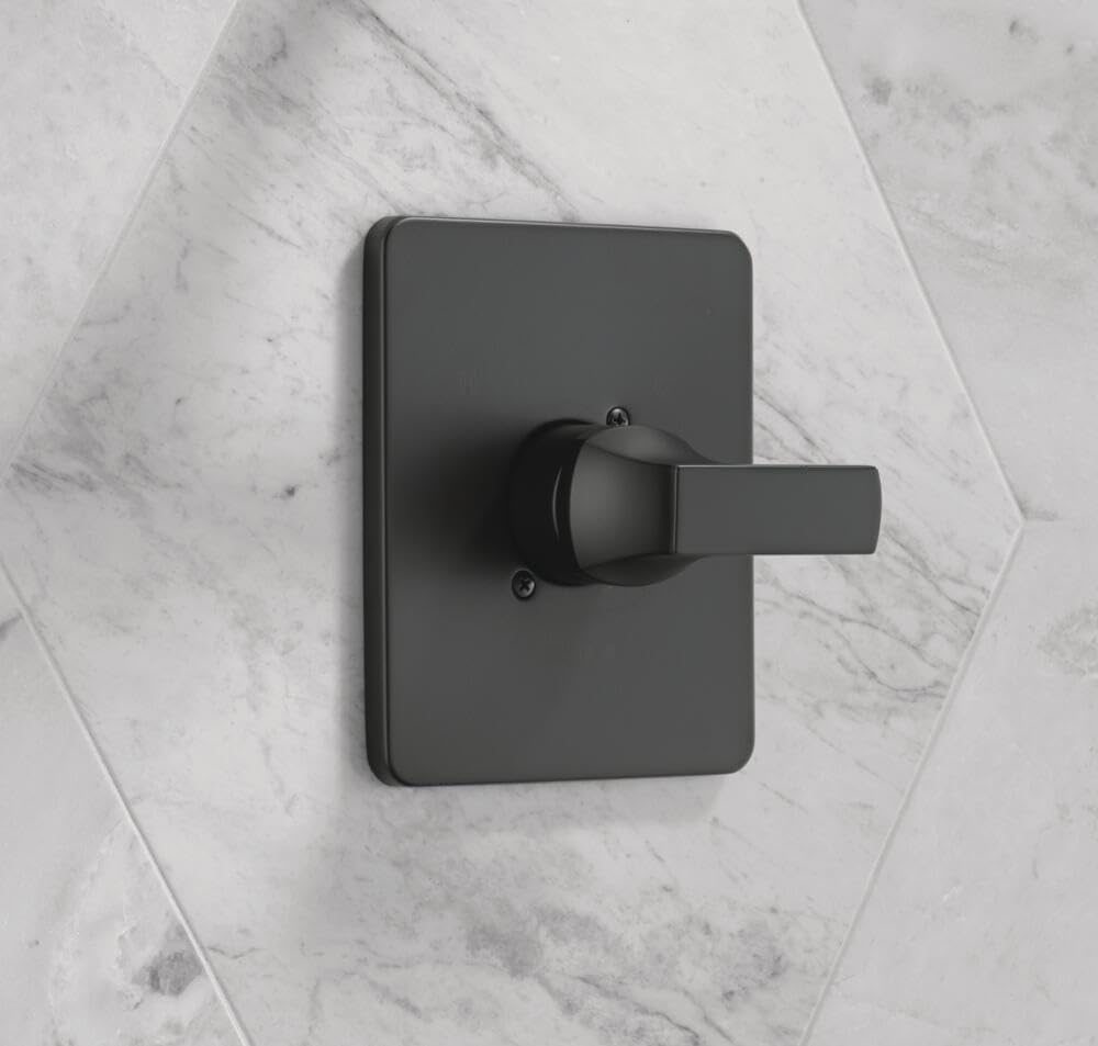 Delta Velum 14 Series Single-Function Valve Trim Kit, Matte Black Handle Set for Shower Faucet System, Matte Black T14037-BL (Valve Not Included)