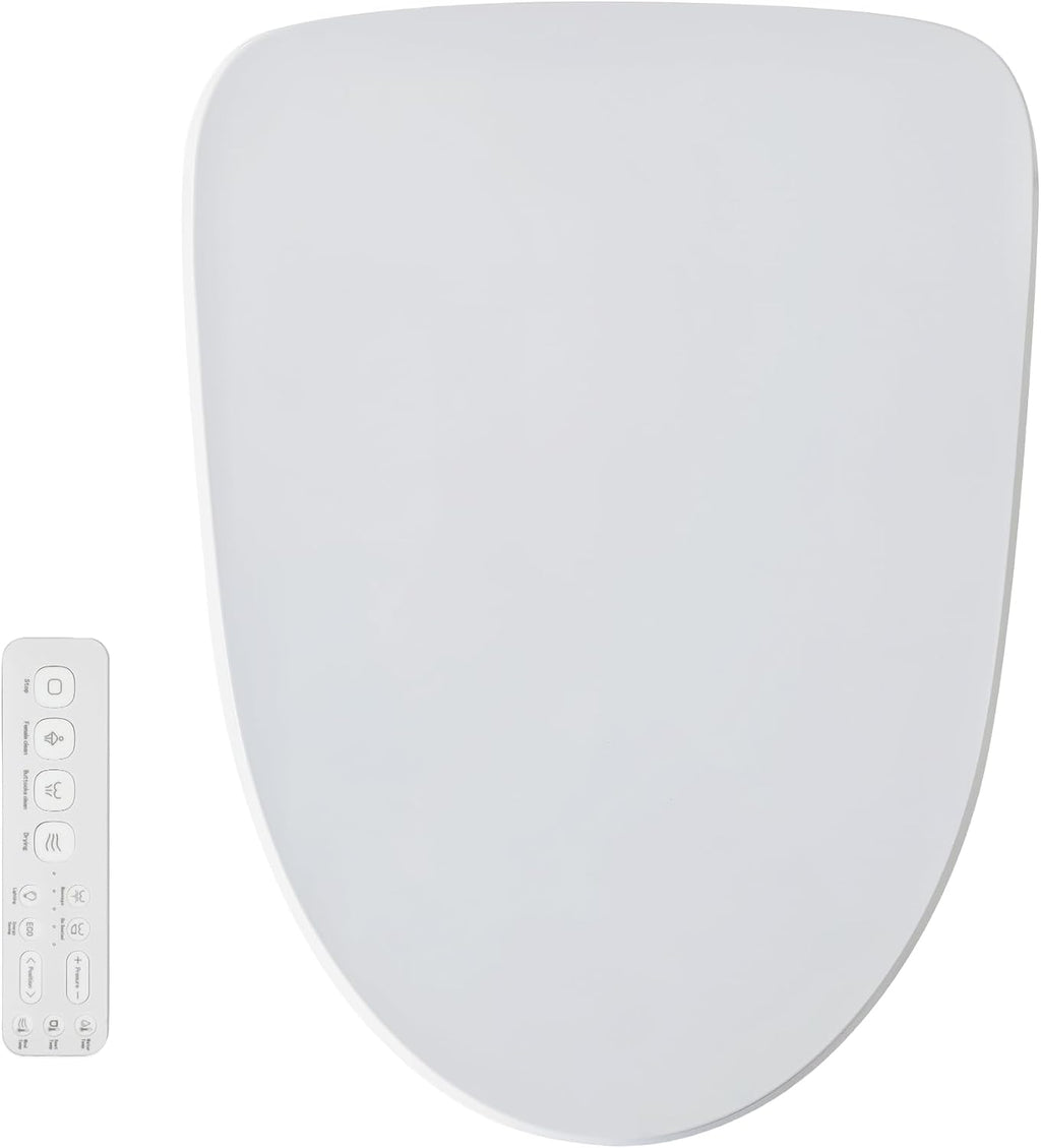 Smart Electronic Bidet Toilet Seat - Elongated White, Heated Seat with 3 Temp Modes, Warm Water Cleansing (Rear/Feminine Wash), Self-Cleaning Nozzle, Slow Close Lid, Quiet Operation