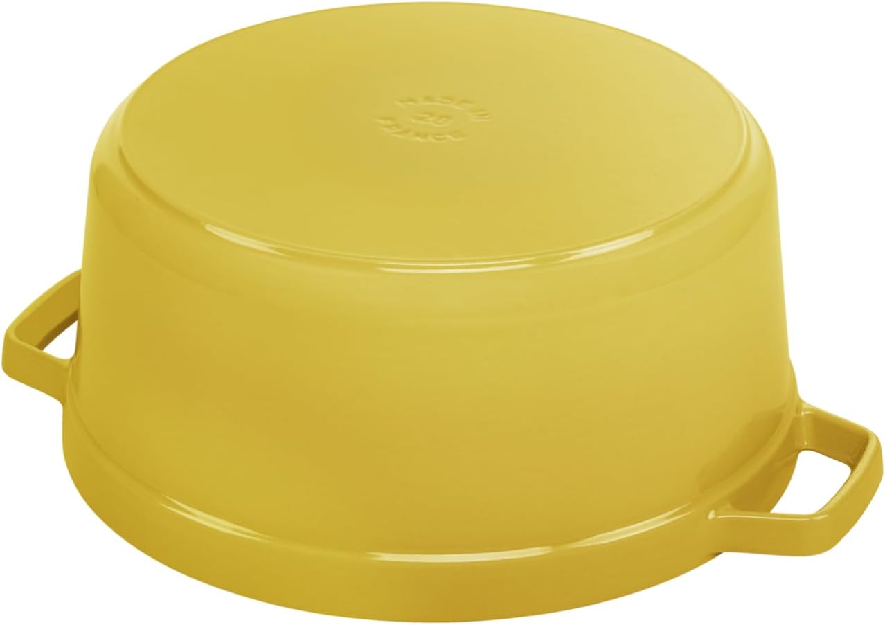 STAUB Enamelled Cast Iron Casserole Dish with Lid, Suitable for All Heat Sources Including Induction, 4 People, Round, 24 cm, 3.70 L, 4.7 kg, Lemon