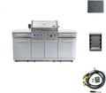 Mont Alpi Premium 70'W x 24'D x 46'H Stainless Steel Outdoor Kitchen Island with 32'W 4-Burner BBQ Grill plus Accessory Bundle - Natural Gas Conversion Kit + Dual Sided Griddle Plate + Charcoal Tray