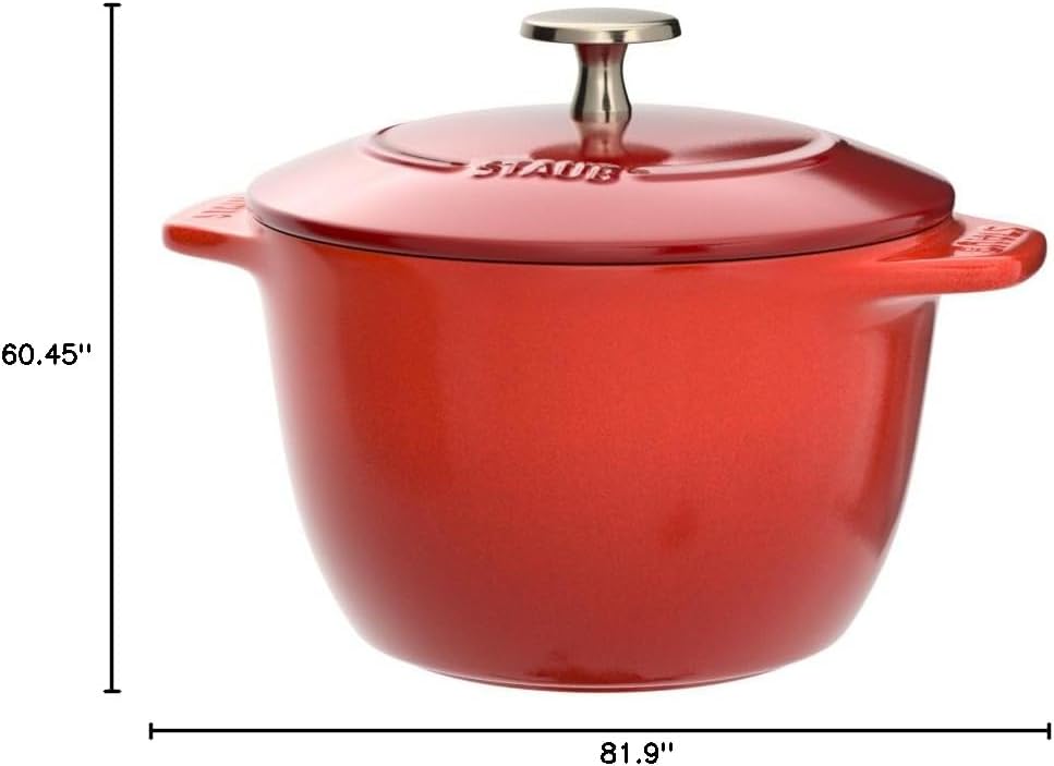staub La Cocotte de GOHAN 40511-828 La Cocotte de GOHAN Cherry M 6.3 inches (16 cm) Painted Finish Rice Pot, 2 Pieces, Cast Iron, Induction Compatible, Rice Cooker, Red
