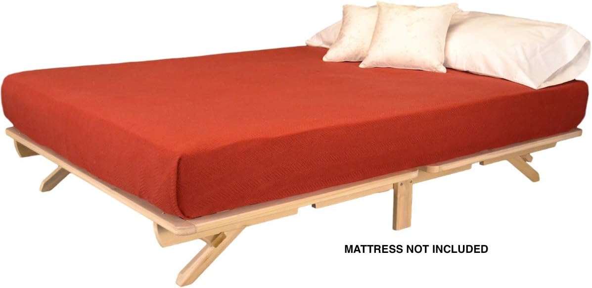 KD Frames Fold Platform Bed - Twin Bed Frame - Unfinished Wood Bed Frame - Foldable Twin Bed - Natural, Minimalist Bed - Easy Assembly, No Box Spring Needed - Solid Wood Fold Up Twin Platform Bed