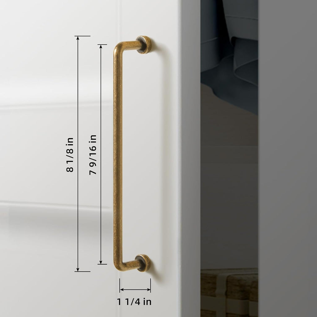 Goo-Ki 12 Pack 7 9/16'' Center to Center Antique Brass Cabinet Bar Pulls Vintage Drawer Handles Closet Classic Retro Home Kitchen Improvement Hardware