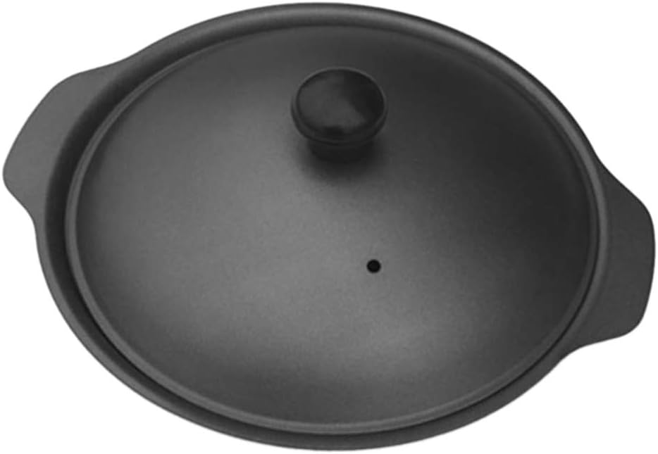 Cast Iron Casserole Non-Stick Pot Braiser Pan with Cover,Black, M2, as described/118 (Color : S2)