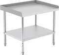 36'x24'x30' Stainless Steel Grill Stand Table, NSF Certified, 400 lbs Capacity, Adjustable Legs, 3-Sided 2' Edge Baffle for Kitchen, Restaurant, Hotel