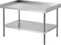 Equipment Grill Stand Table 48x30x30 Inch Stainless Steel NSF Certified 400 Lbs Capacity with Adjustable Legs, 2' Edge Baffle, for Hotel, Home, Commercial Restaurant Kitchen