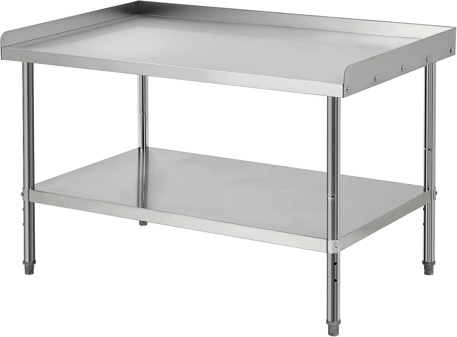 Equipment Grill Stand Table 48x30x30 Inch Stainless Steel NSF Certified 400 Lbs Capacity with Adjustable Legs, 2' Edge Baffle, for Hotel, Home, Commercial Restaurant Kitchen
