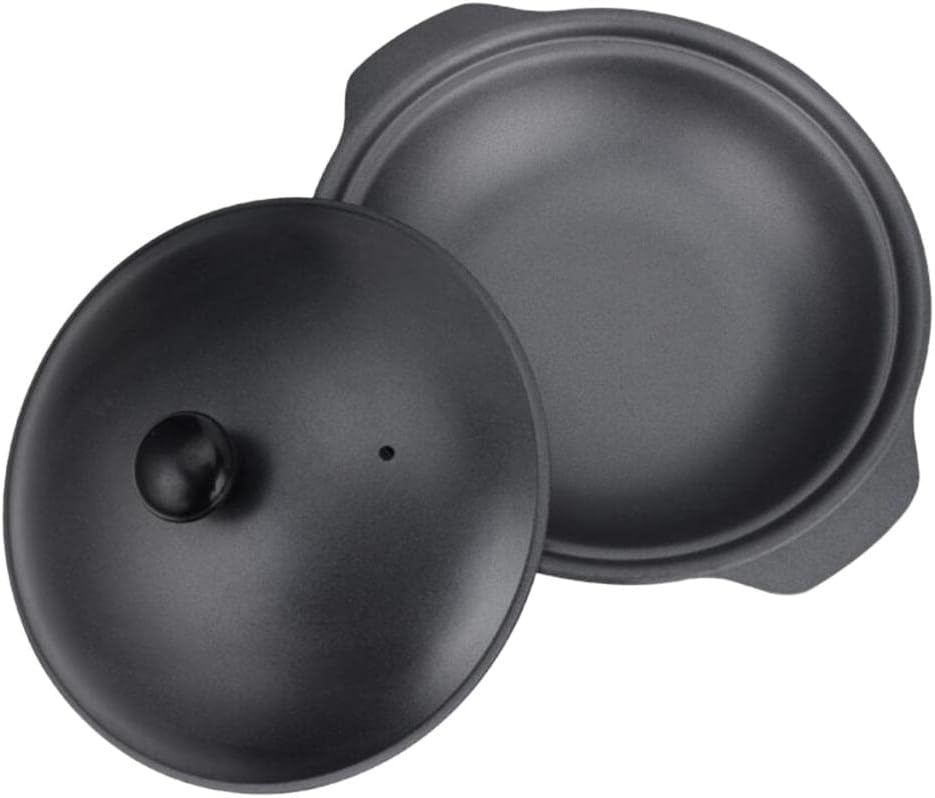 Cast Iron Casserole Non-Stick Pot Braiser Pan with Cover,Black, M2, as described/118 (Color : S3)