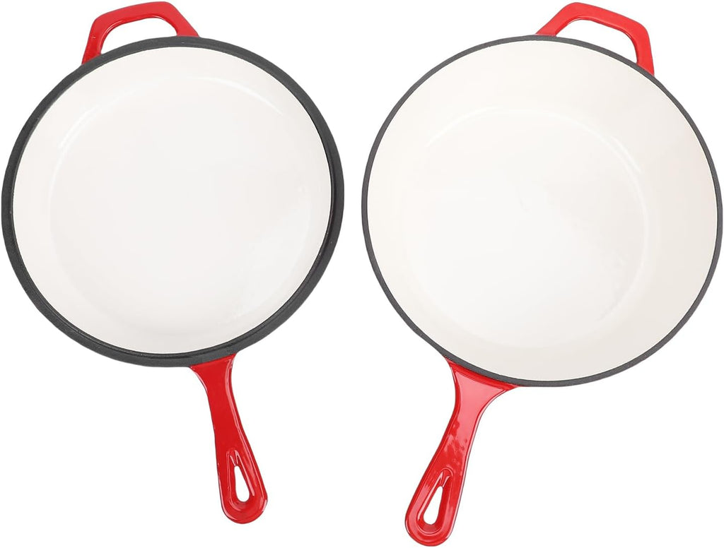 Keenso Braiser Pan with Lid, Cast Iron Skillet, Large Capacity 4QT, Ideal for Family Cooking