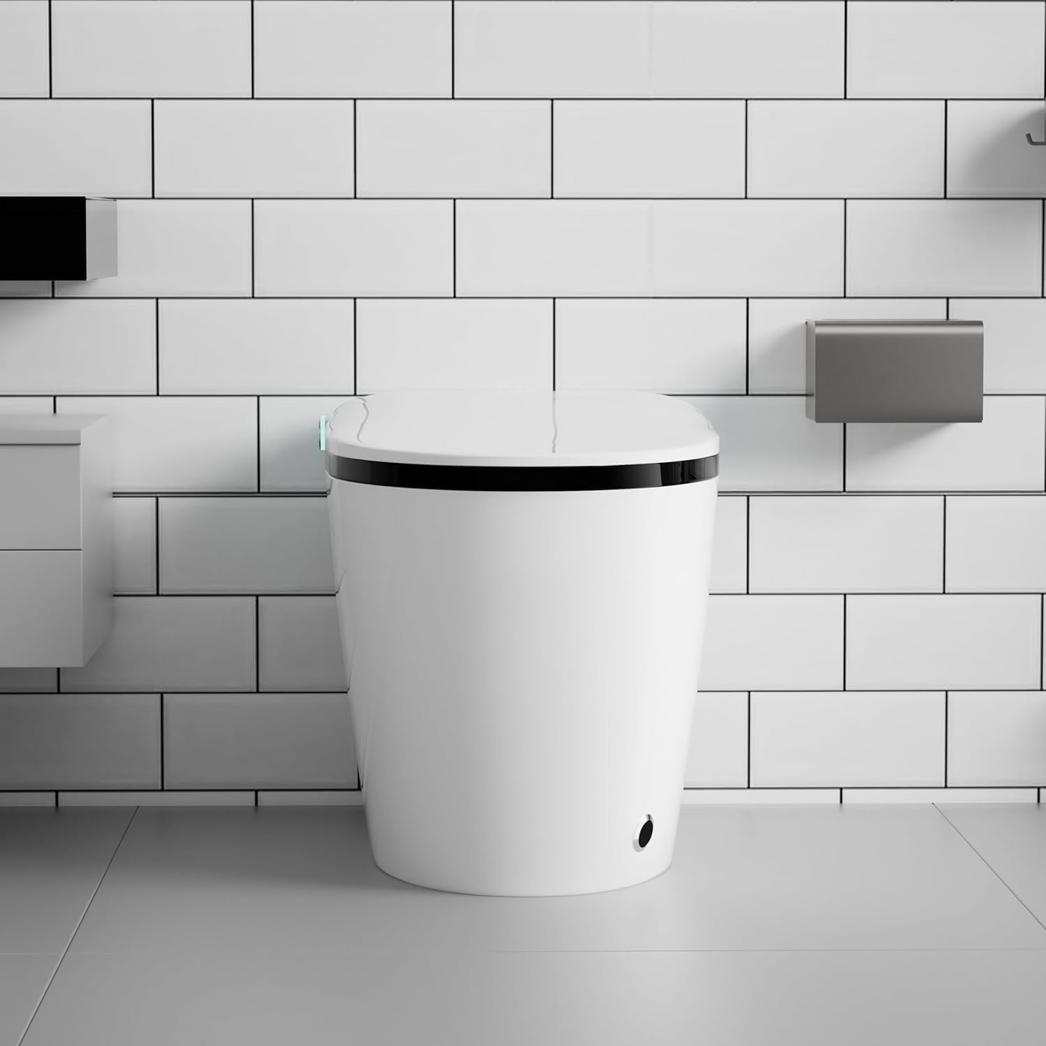 Sounor Modren Smart Tankless Toilet With Bidet Built In Comfort Height Elongated Rear Front Warm Water Cleaning Powerful Dryer Heated Seat,Auto Open/Close Seat,Foot Sensor