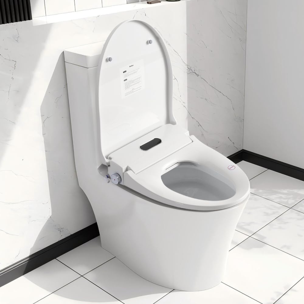 Electric Bidet Toilet Seat - Automatic Nozzle Cleaning, Side Knob, Heated Seat, Water Temp/Pressure Adjustment, Only Seat (S51B)