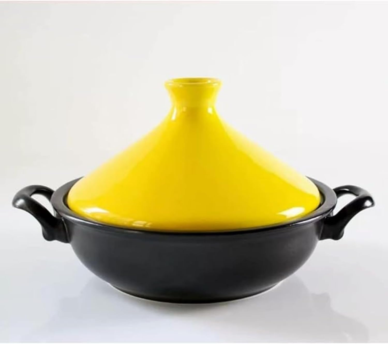 Ceramic Tagine Pot Moroccan for Cooking Steamer Braiser Pan Healthy Saucepan Earthen Pot with Two Ears (White)