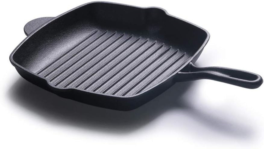 Kitchen Pots and Pans Cast Iron Square Grill Pan Square Skillet/Fat Fryer for Gas, Induction & Electric Hobs Fry Steak BBQ Frying Griddle Pan,Black Frying Pan,