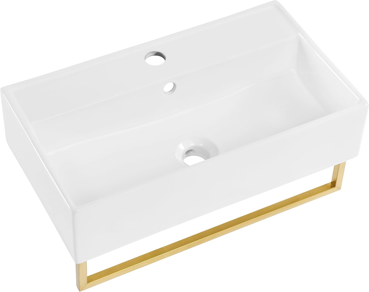 Claire 22' Wall-Mount Bathroom Sink with Brushed Gold Towel Bar