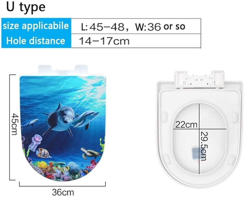Toilet Seats Cover Thermal Transfer Printed Round Art Seat Lid with Adjustable Hinge Starfish Shell Patterns Home Bathroom Mat Use Decor
