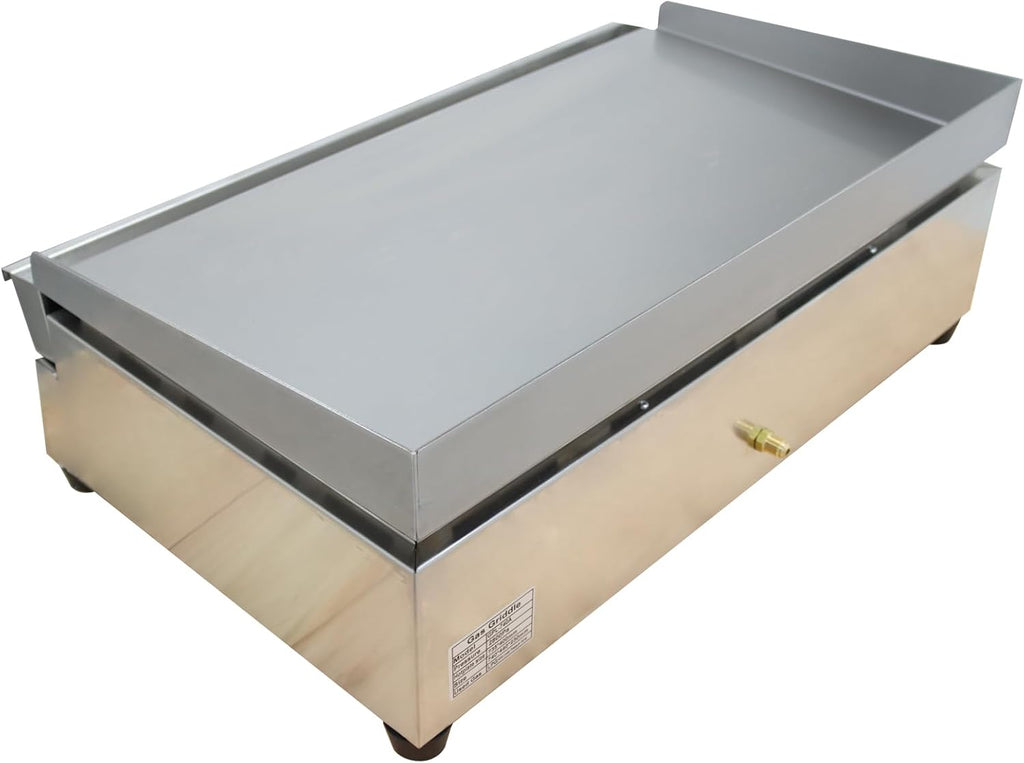 Commercial Stainless Steel LPG Gas Griddle Grill, 28.9' x 16.1' Flat Top Countertop Griddle for Steak, Pancakes & Teppanyaki, 2800Pa, Home & Outdoor Use