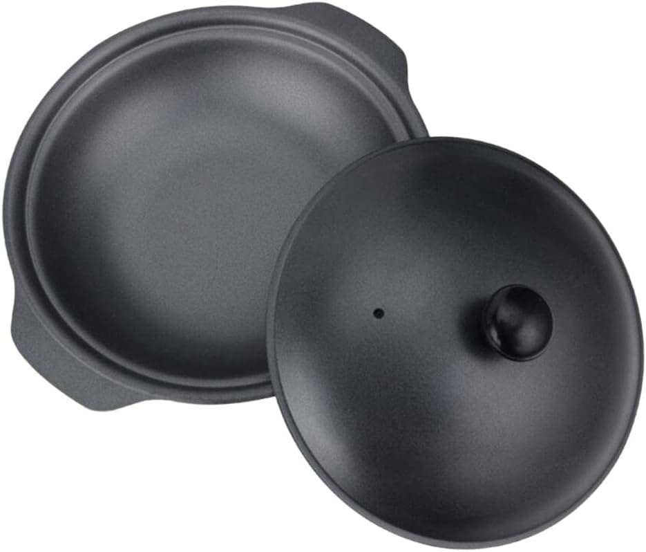 Cast Iron Casserole Non-Stick Pot Braiser Pan with Cover,Black, M2, as described/118 (Color : S3)