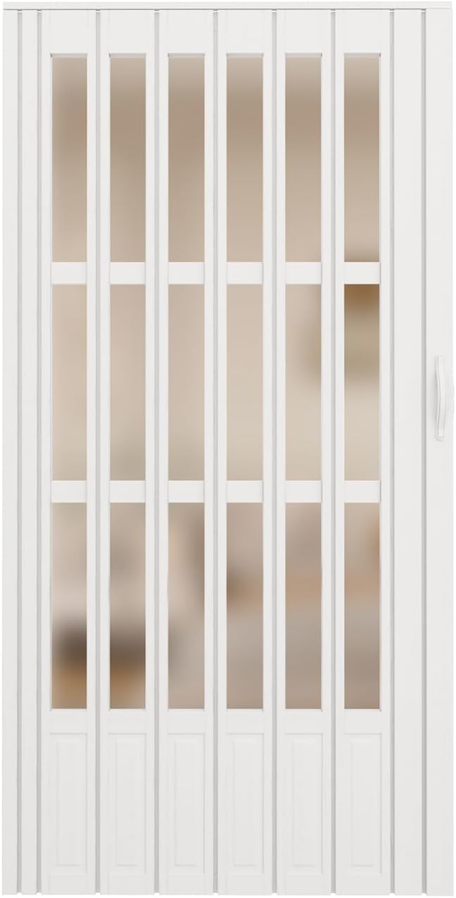 Enhanced Double-Layer Accordion Doors 24'-36' x 80', with Upgraded Roller & Handle & Complete Hardware, Interior Multifold Folding Doors for Closet & Pantry, Easy Installation