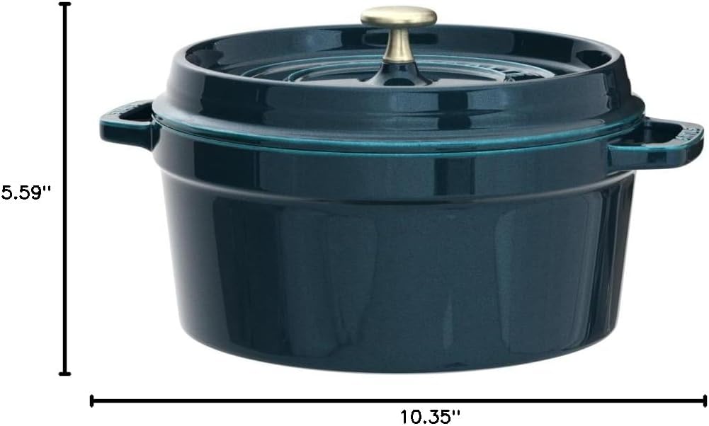 STAUB Cast Iron Roaster/Cocotte, Round, 20 cm, 2.24 L, La Mer
