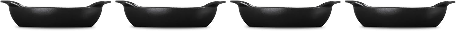 Le Creuset Enameled Cast Iron Gourmand Collection Set of 4 Mini Oval Baker, .3 qt., Matte Black