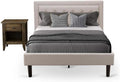East West Furniture FN08F-1GA07 2-Pc Platform Bedroom Furniture Set with 1 Wood Bed Frame and a Bedroom Nightstand - Reliable and Durable Manufacturing - Mist Beige Linen Fabric