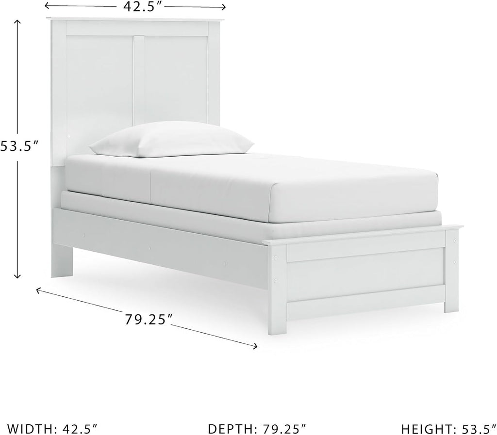 Signature Design by Ashley Bostwick Shoals Transitional Twin Panel Bed, Foundation or Box Spring Needed, White