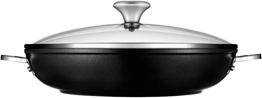 Le Creuset Toughened Nonstick PRO Shallow Casserole/Braiser with Glass Lid, 4 qt.