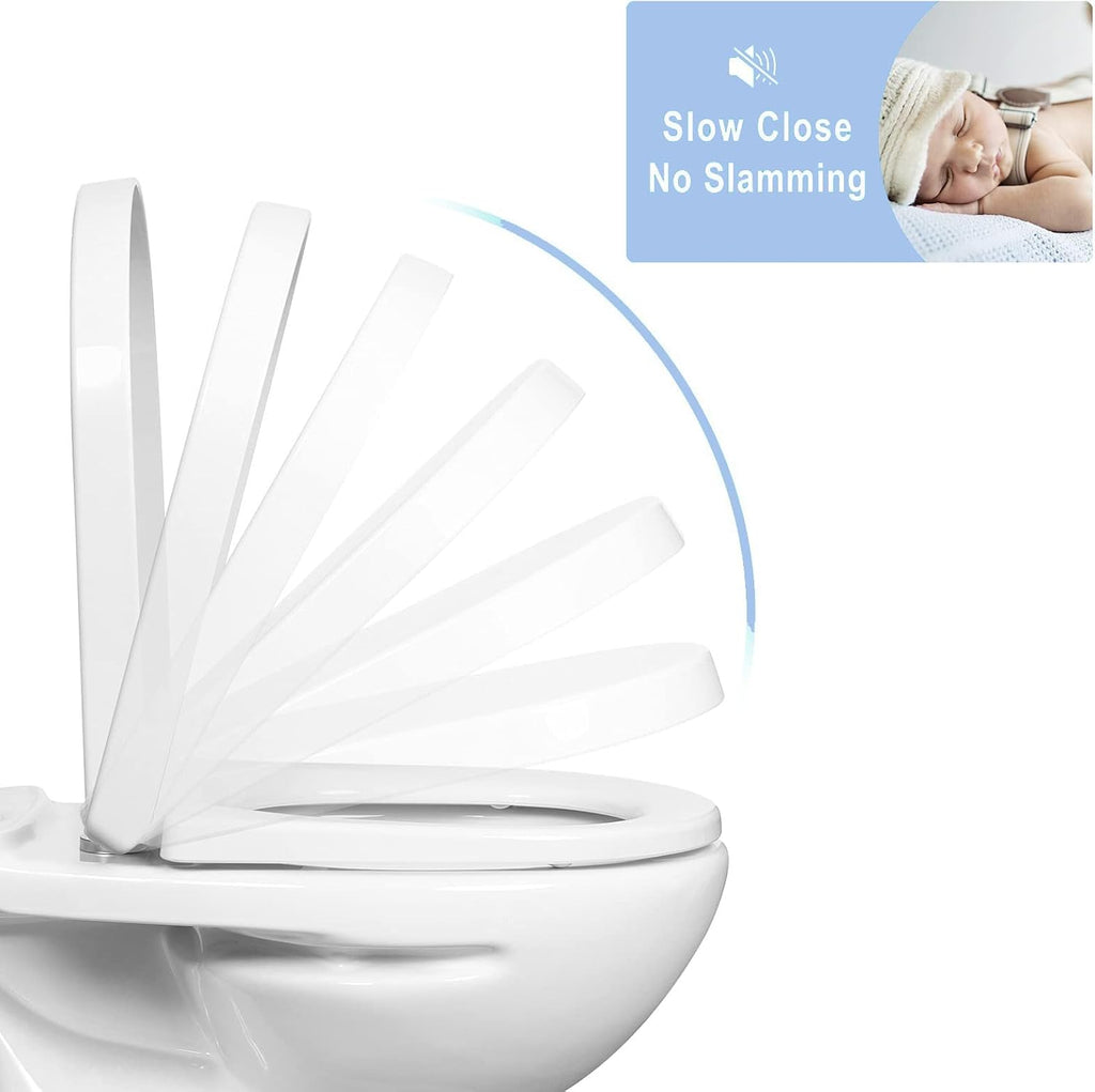 Toilet Seat Round Square Toilet Seat White Soft Close Toilet Seat White Quick Release, Bathrooms Square Toilet Seat Simple Top Fixing, Thickened Household Toilet Lid (White 36.5 * 43.5cm)