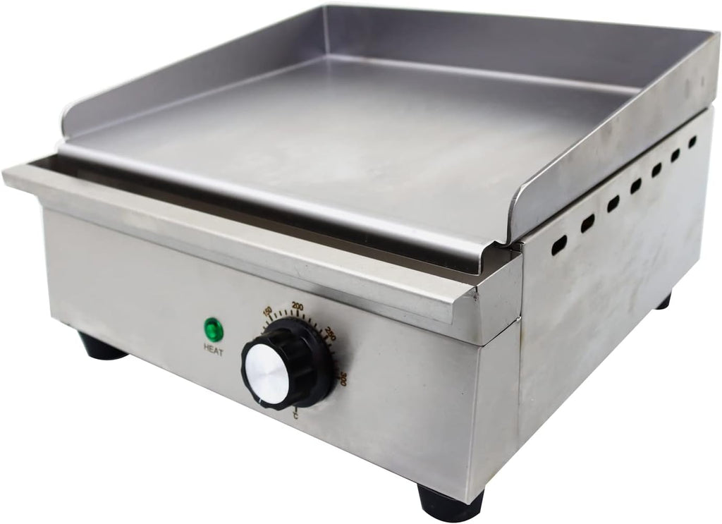 TECHTONGDA 13' Commercial Electric Griddle, Electric Countertop Flat Top Griddle 110V, Restaurant Teppanyaki, Stainless Steel Pancake Steak Grill with Adjustable Temperature 122°F-572°F for Barbecue