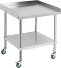GarveeTech Stainless Steel Grill Stand Table - 28x24x30 Inches, 660 LBS Heavy-Duty Capacity, NSF Certified, with Movable Wheels & 2' Edge Baffle for Home, Commercial Restaurant Kitchen, Hotel