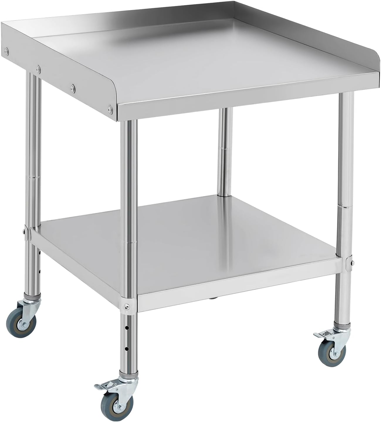 GarveeTech Stainless Steel Grill Stand Table - 28x24x30 Inches, 660 LBS Heavy-Duty Capacity, NSF Certified, with Movable Wheels & 2' Edge Baffle for Home, Commercial Restaurant Kitchen, Hotel