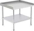 36'x28'x30' Stainless Steel Grill Stand Table, NSF Certified, 400 lbs Capacity, Adjustable Legs, 3-Sided 2' Edge Baffle for Kitchen, Restaurant, Hotel
